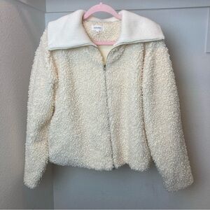 Haven Well Within Women’s Sherpa Cream Cotton Lining Zip Up Jacket Size Large